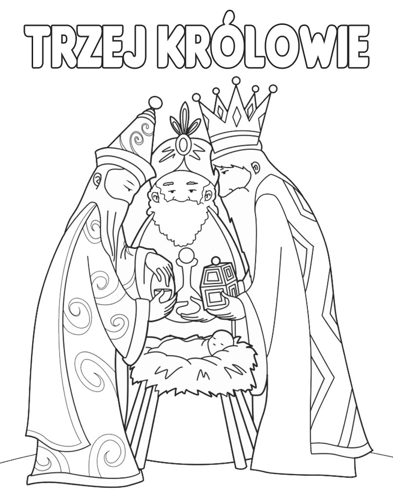 The Magi are greeting Jesus coloring page